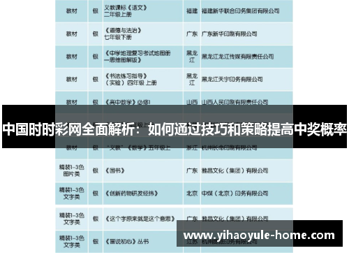 中国时时彩网全面解析：如何通过技巧和策略提高中奖概率